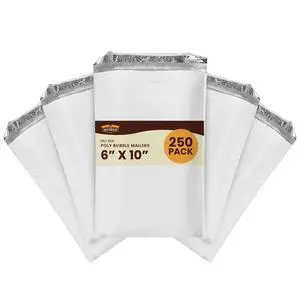 6x10" #0 Poly Bubble Mailers 250 Pack, Padded Envelopes, Self Seal, Waterproof Shipping Bags for Shipping & Packaging 6x10" #0 Poly Bubble Mailers 250 Pack, Padded Envelopes, Self Seal, Waterproof Shipping Bags for Shipping & Packaging