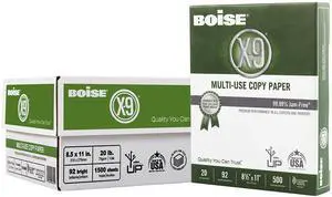 Boise Paper X-9 Multi-Use Copy Paper - 3 Ream (1,500 Sheets) | 8.5" x 11" Letter | 92 Bright White - 20 lb Boise Paper X-9 Multi-Use Copy Paper - 3 Ream (1,500 Sheets) | 8.5" x 11" Letter | 92 Bright White - 20 lb