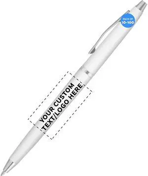 Personalized Langham Ballpoint Pens, Set of 10/50/100 by - Black Ink, Great for Office, Business, Tradeshows - White Personalized Langham Ballpoint Pens, Set of 10/50/100 by - Black Ink, Great for Office, Business, Tradeshows - White