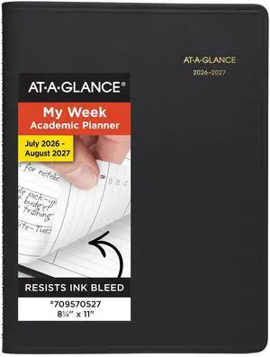 Planner 2026-2027 Weekly Academic 14-Month July-August, Quarter-Hourly Appointment Book, 8-1/4" x 11", Black (7095705) Planner 2026-2027 Weekly Academic 14-Month July-August, Quarter-Hourly Appointment Book, 8-1/4" x 11", Black (7095705)