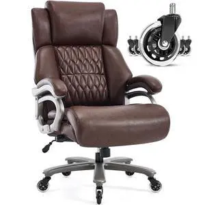 Big and Tall Office Chair, High Back Large Executive Computer Desk Chair | Adjustable Lumbar Support, Quiet Rubber Wheels, Heavy Duty Metal Base, Ergonomic Design, Large Office Chair, 400lbs Big and Tall Office Chair, High Back Large Executive Computer Desk Chair | Adjustable Lumbar Support, Quiet Rubber Wheels, Heavy Duty Metal Base, Ergonomic Design, Large Office Chair, 400lbs