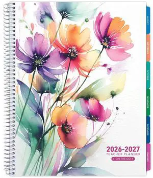 LITE TEACHER PLANNER - Aug 2026-Jul 2027, 8.5" x 11" Daily Weekly Monthly Organizers - Includes 7 Periods, Dated Calendar, Page Tabs, Bookmark, and Planning Stickers (Rainbow Floral) LITE TEACHER PLANNER - Aug 2026-Jul 2027, 8.5" x 11" Daily Weekly Monthly Organizers - Includes 7 Periods, Dated Calendar, Page Tabs, Bookmark, and Planning Stickers (Rainbow Floral)