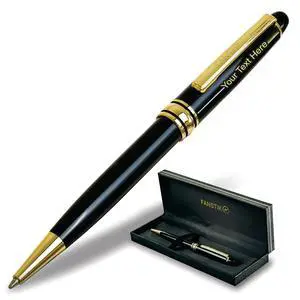 Customized BallPoint pen with name (MADE IN USA), stainless steel, black and gold, luxury engraved pen personalized for men and for women. (BallPoint Black-Gold) Customized BallPoint pen with name (MADE IN USA), stainless steel, black and gold, luxury engraved pen personalized for men and for women. (BallPoint Black-Gold)