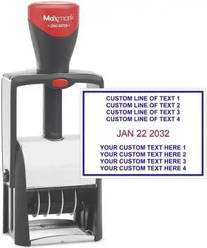 Heavy Duty Date Stamp with 8-Line Custom Text, Self Inking Date Stamp - 2860 - Choose from Many Font and Color Options Heavy Duty Date Stamp with 8-Line Custom Text, Self Inking Date Stamp - 2860 - Choose from Many Font and Color Options