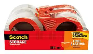 Long Lasting Storage Packing Tape, Clear, 1.88 in x 38.2 yd | Storage Tape Withstands Extreme Temperatures, 4 Rolls and 4 Tape Dispensers Long Lasting Storage Packing Tape, Clear, 1.88 in x 38.2 yd | Storage Tape Withstands Extreme Temperatures, 4 Rolls and 4 Tape Dispensers