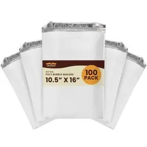10.5x16" #5 Poly Bubble Mailers 100 Pack, Padded Envelopes, Self Seal, Waterproof Shipping Bags for Shipping & Packaging 10.5x16" #5 Poly Bubble Mailers 100 Pack, Padded Envelopes, Self Seal, Waterproof Shipping Bags for Shipping & Packaging