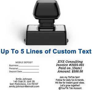 Custom Stamp Self-Inking - Up to 5 Lines of Personalized Text for Business, Official Documents, Christmas Card, Mail, Forms and Records, Clear & Consistent Impressions, Effortless Stamping Custom Stamp Self-Inking - Up to 5 Lines of Personalized Text for Business, Official Documents, Christmas Card, Mail, Forms and Records, Clear & Consistent Impressions, Effortless Stamping