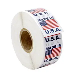Made in USA (Not Postage Stamps) (1" x 1") | Pre-Printed Labels/Stickers, 1000 Labels per Roll, 12 Rolls Made in USA (Not Postage Stamps) (1" x 1") | Pre-Printed Labels/Stickers, 1000 Labels per Roll, 12 Rolls