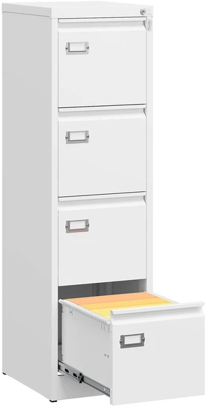 4 Drawer File Cabinet with Lock and Tag,White Vertical File Cabinet,Narrow Locking Filing Cabinets with Drawers,Metal Filing Storage for Home Office Fit A4 Legal/Letter Size 4 Drawer File Cabinet with Lock and Tag,White Vertical File Cabinet,Narrow Locking Filing Cabinets with Drawers,Metal Filing Storage for Home Office Fit A4 Legal/Letter Size