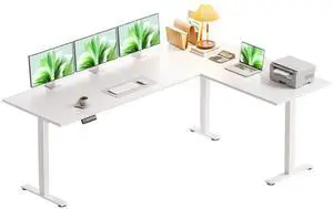 71 Inch L Shaped Electric Standing Desk, Home Office, White | Reversible Corner Desk with Height Adjustment, Ergonomic Sit Stand Table for Home Office, Computer Workstation 71 Inch L Shaped Electric Standing Desk, Home Office, White | Reversible Corner Desk with Height Adjustment, Ergonomic Sit Stand Table for Home Office, Computer Workstation