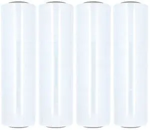 PSBM Cast Hand Plastic Stretch Wrap/Shrink Film 18" x 2000 Ft 60 GA 4 Rolls | Heavy Duty up to 800% Ultimate Stretch Clear Plastic Wrap Industrial Strength Shrink Film for Moving, Packing & Shipping PSBM Cast Hand Plastic Stretch Wrap/Shrink Film 18" x 2000 Ft 60 GA 4 Rolls | Heavy Duty up to 800% Ultimate Stretch Clear Plastic Wrap Industrial Strength Shrink Film for Moving, Packing & Shipping