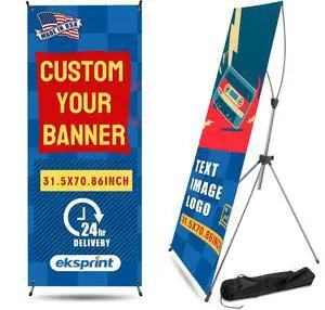 Custom Banner with X Stand 31.5" X 70.86", Banners and Signs Customize, Custom Retractable Banner with Travel Bag for Display, Store, Wedding, Graduation, Outdoor Indoor Events Custom Banner with X Stand 31.5" X 70.86", Banners and Signs Customize, Custom Retractable Banner with Travel Bag for Display, Store, Wedding, Graduation, Outdoor Indoor Events