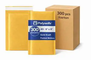 #0 6x9 Kraft Bubble Mailers 300 Pack - Padded Envelopes for Shipping Small Business Supplies - Self Seal Cushioned Mailing Envelopes for Jewelry, Cosmetics, Photos - Gold Kraft Paper #0 6x9 Kraft Bubble Mailers 300 Pack - Padded Envelopes for Shipping Small Business Supplies - Self Seal Cushioned Mailing Envelopes for Jewelry, Cosmetics, Photos - Gold Kraft Paper