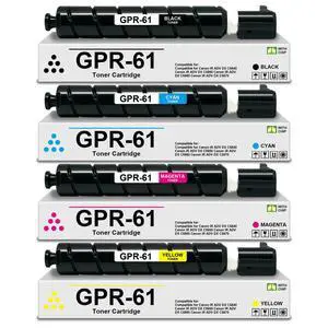 GPR61 High Yield Toner Cartridge 4-Pack | Black Cyan Magenta Yellow Replacement for Canon GPR-61 Compatible with ImageRunner Advance DX C5840i C5850i C5860i C5870i GPR61 High Yield Toner Cartridge 4-Pack | Black Cyan Magenta Yellow Replacement for Canon GPR-61 Compatible with ImageRunner Advance DX C5840i C5850i C5860i C5870i