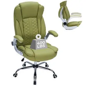 400lbs Executive Office Chair with Flip-Up Armrests, Big and Tall Computer Chair for Heavy People, Heavy Duty Ergonomic Comfy Chair, Breathable PU Leather (Green) 400lbs Executive Office Chair with Flip-Up Armrests, Big and Tall Computer Chair for Heavy People, Heavy Duty Ergonomic Comfy Chair, Breathable PU Leather (Green)