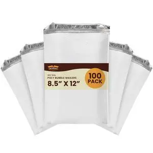 8.5x12" #2 Poly Bubble Mailers 100 Pack, Padded Envelopes, Self Seal, Waterproof Shipping Bags for Shipping & Packaging 8.5x12" #2 Poly Bubble Mailers 100 Pack, Padded Envelopes, Self Seal, Waterproof Shipping Bags for Shipping & Packaging