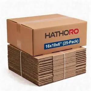 Shipping Boxes 16"L x 10"W x 6"H (25-Pack) | Flat Corrugated Cardboard Single-Wall Kraft Boxes for Moving, Packing and Storage Shipping Boxes 16"L x 10"W x 6"H (25-Pack) | Flat Corrugated Cardboard Single-Wall Kraft Boxes for Moving, Packing and Storage