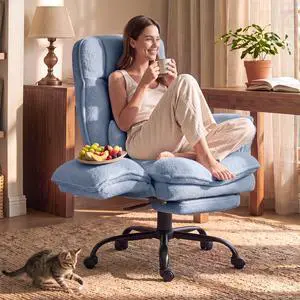 Wider Seat Office Chair with Flip Armrests for Criss Cross Legged&Cats, Big and Tall Executive Ergonomic Reclining Chair with Footrest&Lumbar Pillow, Teddy Fleece Desk Chair,Blue Vanity Chair Wider Seat Office Chair with Flip Armrests for Criss Cross Legged&Cats, Big and Tall Executive Ergonomic Reclining Chair with Footrest&Lumbar Pillow, Teddy Fleece Desk Chair,Blue Vanity Chair