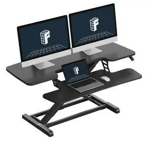 Standing Desk Converter 42", Extra Large Ergonomic Height Adjustable Sit Stand Desk Riser, Spacious Computer Workstation with Wide Keyboard Tray, Black Standing Desk Converter 42", Extra Large Ergonomic Height Adjustable Sit Stand Desk Riser, Spacious Computer Workstation with Wide Keyboard Tray, Black