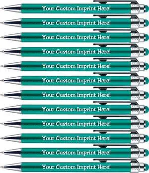 Personalized Pens with Stylus Tip -Bright Vibes- Click action - Custom - Black writing - Printed Name pens - Imprinted with Your Logo or Message - FREE PERSONALIZATION - 12 Pens/Box (Teal) Personalized Pens with Stylus Tip -Bright Vibes- Click action - Custom - Black writing - Printed Name pens - Imprinted with Your Logo or Message - FREE PERSONALIZATION - 12 Pens/Box (Teal)
