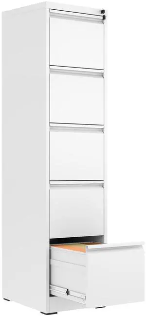 5 Drawer File Cabinet with Lock,Metal File Cabinet for Home Office | White Vertical Filing Cabinets Heavy Duty Office Storage Cabinets for Letter/Legal/A4/F4 Size File, Assembly Required 5 Drawer File Cabinet with Lock,Metal File Cabinet for Home Office | White Vertical Filing Cabinets Heavy Duty Office Storage Cabinets for Letter/Legal/A4/F4 Size File, Assembly Required