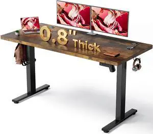 Brown 47x24 in Electric Standing Desk, 0.8 Inch Thick Tabletop | Holds 200lbs, Sit Stand, 3 Memory Height Adjustment, Extra Deep Table Top, Black Frame Brown 47x24 in Electric Standing Desk, 0.8 Inch Thick Tabletop | Holds 200lbs, Sit Stand, 3 Memory Height Adjustment, Extra Deep Table Top, Black Frame