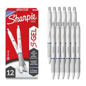 S-Gel Pens, Pearl White Body, Medium (0.7mm) Point, Periwinkle Ink, 12 Count S-Gel Pens, Pearl White Body, Medium (0.7mm) Point, Periwinkle Ink, 12 Count