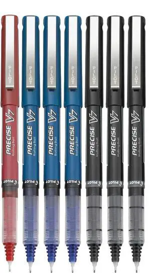 Precise V7 Rolling Ball Stick Pens, Fine Point 0.7mm Assorted Color Red Ink, Black and Blue 7 pack, Fine Point Stick Pen for Precise Writing Precise V7 Rolling Ball Stick Pens, Fine Point 0.7mm Assorted Color Red Ink, Black and Blue 7 pack, Fine Point Stick Pen for Precise Writing