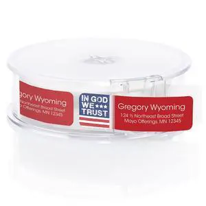 in God We Trust Rolled Address Labels/Roll of 250 Personalized Return Address Labels/Designer Return Address Stickers in Elegant Plastic Dispenser in God We Trust Rolled Address Labels/Roll of 250 Personalized Return Address Labels/Designer Return Address Stickers in Elegant Plastic Dispenser