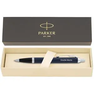 Parker IM Personalized Ballpoint Pen in Matte Blue with Chrome Trim | Engraved Pen for Graduation, Career Advancement, Birthdays, New Job, Parker Gift Box Included Parker IM Personalized Ballpoint Pen in Matte Blue with Chrome Trim | Engraved Pen for Graduation, Career Advancement, Birthdays, New Job, Parker Gift Box Included