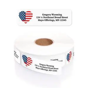 American Flag Heart Rolled Address Labels/Roll of 250 Personalized Return Address Labels/Designer Return Address Stickers in Elegant Plastic Dispenser American Flag Heart Rolled Address Labels/Roll of 250 Personalized Return Address Labels/Designer Return Address Stickers in Elegant Plastic Dispenser
