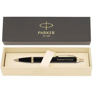 Parker IM Personalized Ballpoint Pen in Black Lacquer with Gold Trim | Engraved Pen for Birthdays, New Job Celebrations, Graduation Parker IM Personalized Ballpoint Pen in Black Lacquer with Gold Trim | Engraved Pen for Birthdays, New Job Celebrations, Graduation