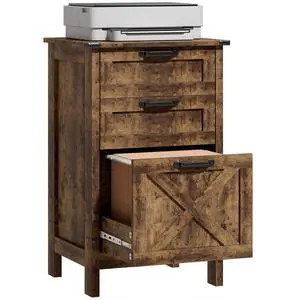 3 Drawer File Cabinet Printer Stand Silent Slides Rustic Brown | Vertical Filing Cabinet for Hanging A4/Letter Size, Rustic Farmhouse Printer Stand with Storage, Home Office 3 Drawer File Cabinet Printer Stand Silent Slides Rustic Brown | Vertical Filing Cabinet for Hanging A4/Letter Size, Rustic Farmhouse Printer Stand with Storage, Home Office