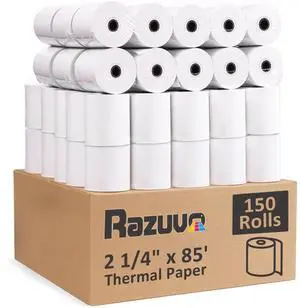 (150 Rolls) Thermal Receipt Paper 2 1/4 x 85 - BPA-Free Credit Card Machine Paper Rolls for POS Systems, Compatible with Square Terminal, Clover Flex and More (150 Rolls) Thermal Receipt Paper 2 1/4 x 85 - BPA-Free Credit Card Machine Paper Rolls for POS Systems, Compatible with Square Terminal, Clover Flex and More