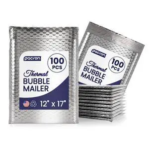 Waterproof Self-Seal Insulated Foil Thermal Bubble Mailers 12x17, 100-Pack | Ideal for meal kits, frozen goods & bulk perishables. Tear-resistant metallic lining protects temperature-sensitive items Waterproof Self-Seal Insulated Foil Thermal Bubble Mailers 12x17, 100-Pack | Ideal for meal kits, frozen goods & bulk perishables. Tear-resistant metallic lining protects temperature-sensitive items