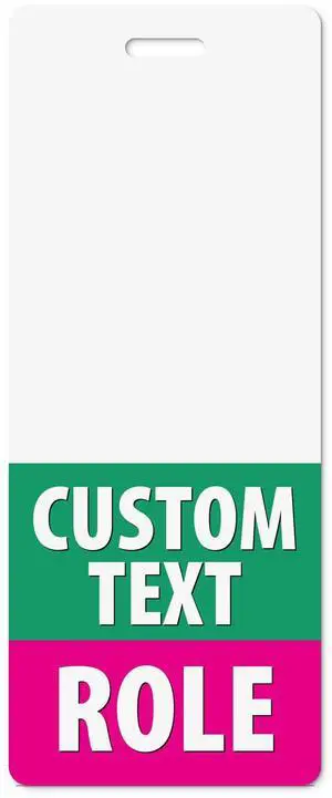 Custom Double Role Badge Buddy - (5 pcs) Multiple Colors and Fonts to Choose - Vertical Oversized - Print On Both Sides - Real Thick Plastic Card (Like Credit Cards) Custom Double Role Badge Buddy - (5 pcs) Multiple Colors and Fonts to Choose - Vertical Oversized - Print On Both Sides - Real Thick Plastic Card (Like Credit Cards)