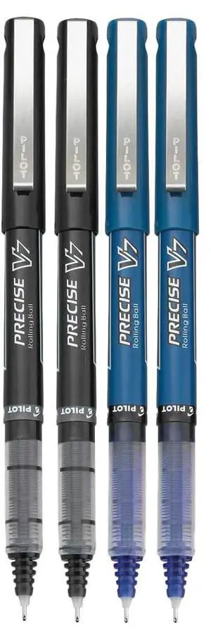 Precise V7 Stick Rolling Ball Pens, Fine Point (.7mm), Assorted Colors Black/Blue Ink, 4-pk; Precise V7 Stick Rolling Ball Pens, Fine Point (.7mm), Assorted Colors Black/Blue Ink, 4-pk;