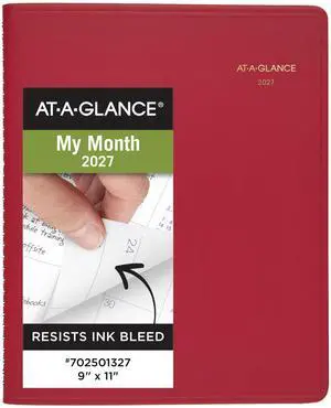 2027 Planner, Monthly, 15-Month Jan-Mar, 9" x 11", Unruled Daily Blocks, Red (702501327) 2027 Planner, Monthly, 15-Month Jan-Mar, 9" x 11", Unruled Daily Blocks, Red (702501327)