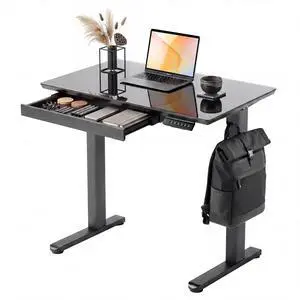 Glass Standing Desk with Drawers 32x19 Inch Black | Tempered Glass Top, Ergonomic, 3 Memory Presets, Adjustable Height, Stand Up Desk Glass Standing Desk with Drawers 32x19 Inch Black | Tempered Glass Top, Ergonomic, 3 Memory Presets, Adjustable Height, Stand Up Desk