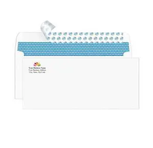 #10 Personalized Custom Envelopes with Logo, Security Self-Seal 100ct | Security tinted, Self-seal, 4-1/8 x 9-1/2, 24 lb white paper, Return address printing, Full-color logo, Box of 100 (7-34010) #10 Personalized Custom Envelopes with Logo, Security Self-Seal 100ct | Security tinted, Self-seal, 4-1/8 x 9-1/2, 24 lb white paper, Return address printing, Full-color logo, Box of 100 (7-34010)