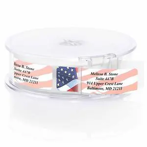 Proudly American Flag Personalized Return Address Labels with Elegant Dispenser - Roll of 250 Custom USA Stickers Proudly American Flag Personalized Return Address Labels with Elegant Dispenser - Roll of 250 Custom USA Stickers
