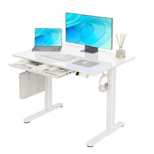 Glass Standing Desk with Drawers 40x24 Inch Super White | Tempered Glass Top, Ergonomic, 3 Memory Presets, Adjustable Height, Stand Up Desk Glass Standing Desk with Drawers 40x24 Inch Super White | Tempered Glass Top, Ergonomic, 3 Memory Presets, Adjustable Height, Stand Up Desk