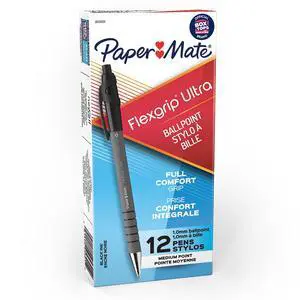 FlexGrip Ultra Retractable Ballpoint Pens, Medium Point (1.0mm), Black Ink, 12 Count - Writing, Journaling, Note-Taking, Office Supplies FlexGrip Ultra Retractable Ballpoint Pens, Medium Point (1.0mm), Black Ink, 12 Count - Writing, Journaling, Note-Taking, Office Supplies