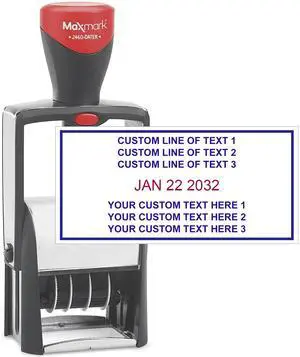 Heavy Duty Date Stamp with 6-Line Custom Text, Self Inking Date Stamp - 2460 - Choose from Many Font and Color Options Heavy Duty Date Stamp with 6-Line Custom Text, Self Inking Date Stamp - 2460 - Choose from Many Font and Color Options