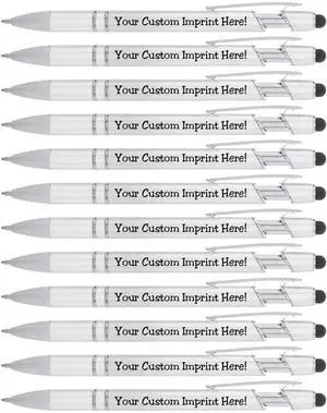 ExpressDesigns - Personalized Pens with Stylus - The Legacy - Custom Metallic Printed Name Pens - Black Ink - Imprinted with Logo or Message - Great Gift Ideas - Customizable -12 pcs/pack (Silver) ExpressDesigns - Personalized Pens with Stylus - The Legacy - Custom Metallic Printed Name Pens - Black Ink - Imprinted with Logo or Message - Great Gift Ideas - Customizable -12 pcs/pack (Silver)