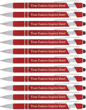 The Legacy - Custom Metallic Printed Name Pens with Black Ink - Imprinted with Logo or Message - Great Gift Ideas - FREE PERSONALIZATION 12 pcs/pack (Red) The Legacy - Custom Metallic Printed Name Pens with Black Ink - Imprinted with Logo or Message - Great Gift Ideas - FREE PERSONALIZATION 12 pcs/pack (Red)