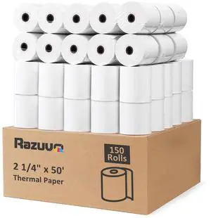 (150 Rolls) Thermal Receipt Paper 2 1/4 x 50 - BPA-Free Credit Card Machine Paper Rolls for POS Systems, Compatible with Square Terminal, Clover Flex and More (150 Rolls) Thermal Receipt Paper 2 1/4 x 50 - BPA-Free Credit Card Machine Paper Rolls for POS Systems, Compatible with Square Terminal, Clover Flex and More