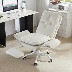 Criss Cross Office Chair with Footrest, Beige Velvet | High Back Executive Chair with Flip-Up Armrests Wheels, Cross Legged Desk Chair for Home Office Makeup Criss Cross Office Chair with Footrest, Beige Velvet | High Back Executive Chair with Flip-Up Armrests Wheels, Cross Legged Desk Chair for Home Office Makeup