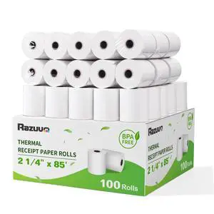(100 Rolls) 2 1/4 x 85 Thermal Receipt Paper, White BPA-Free, Compatible with POS, Credit Card Terminals and Most Register Machines (100 Rolls) 2 1/4 x 85 Thermal Receipt Paper, White BPA-Free, Compatible with POS, Credit Card Terminals and Most Register Machines