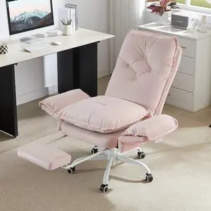 High Back Executive Chair with Flip-Up Armrests Wheel, Pink Velvet | Criss Cross Office Chair with Footrest Wheels, Cross Legged Desk Chair for Gaming Home Makeup High Back Executive Chair with Flip-Up Armrests Wheel, Pink Velvet | Criss Cross Office Chair with Footrest Wheels, Cross Legged Desk Chair for Gaming Home Makeup